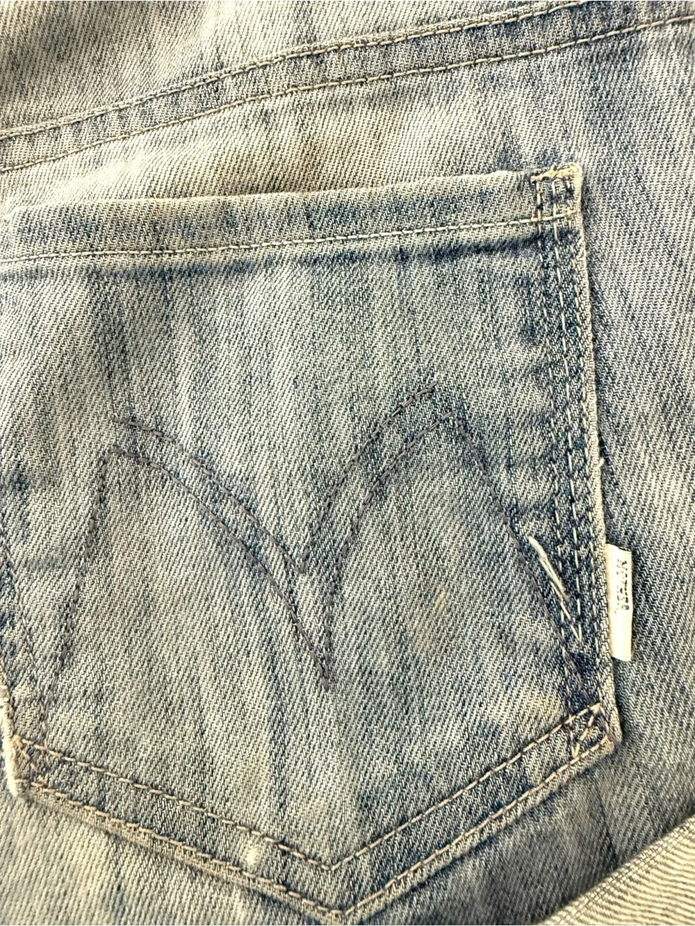MOTHER SNS Frayed Denim Shorts Light Wash Rolled Cuff Low Rise Size 25